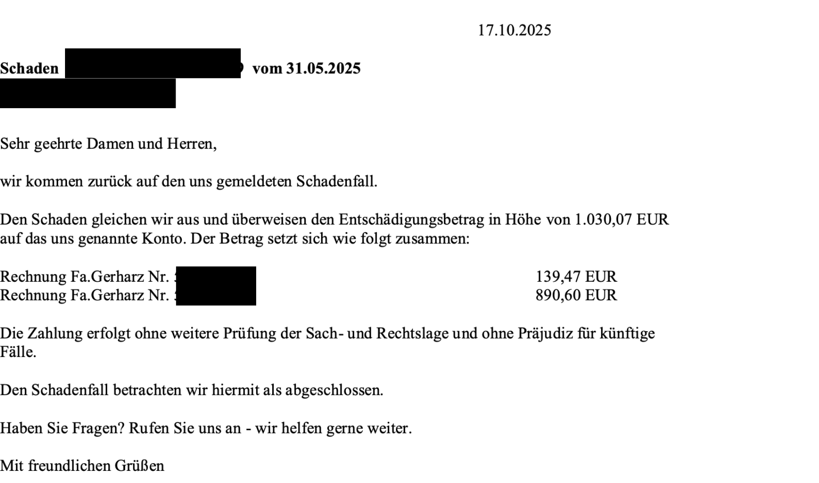 Schadenfälle aus der Praxis - Hausratversicherung Alte Leipziger